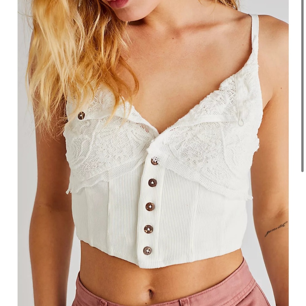 Free People Have My Heart Cropped Tank White